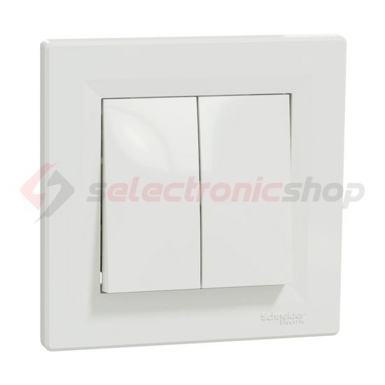 Asfora 106+6 kettős váltókapcsoló betét teljes fedéllel fehér süllyesztett csavaros Schneider - EPH0600121