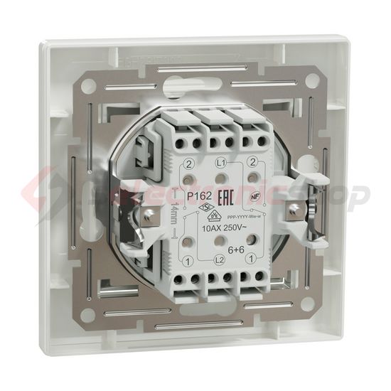 Asfora 106+6 kettős váltókapcsoló betét teljes fedéllel fehér süllyesztett csavaros Schneider - EPH0600121