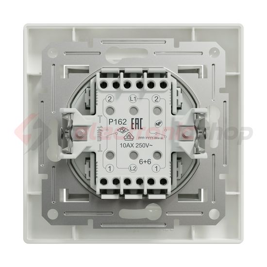 Asfora 106+6 kettős váltókapcsoló betét teljes fedéllel fehér süllyesztett csavaros Schneider - EPH0600121