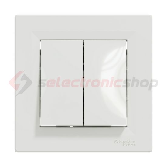 Asfora 106+6 kettős váltókapcsoló betét teljes fedéllel fehér süllyesztett csavaros Schneider - EPH0600121