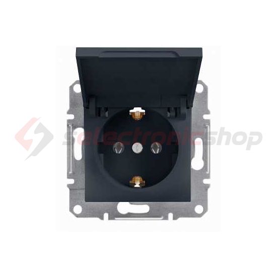 Asfora 162 dugalj földelt csapófedéllel antracit IP20 süllyesztett Schneider - EPH3100171