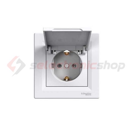 Asfora 162 dugalj földelt csapófedéllel fehér IP20 süllyesztett Schneider - EPH3100121