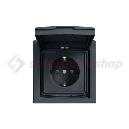 Asfora 162 dugalj földelt csapófedéllel gyerekzárral antracit IP44 süllyesztett Schneider - EPH3100371