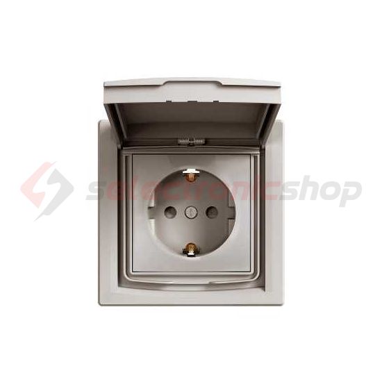 Asfora 162 dugalj földelt csapófedéllel gyerekzárral bronz IP44 süllyesztett Schneider - EPH3100369