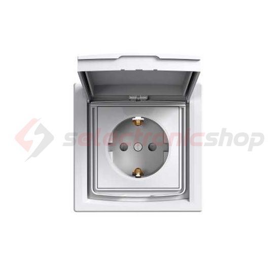 Asfora 162 dugalj földelt csapófedéllel gyerekzárral fehér IP44 süllyesztett Schneider - EPH3100321