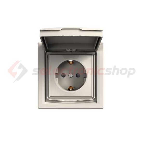 Asfora 162 dugalj földelt csapófedéllel gyerekzárral krém IP44 süllyesztett Schneider - EPH3100323