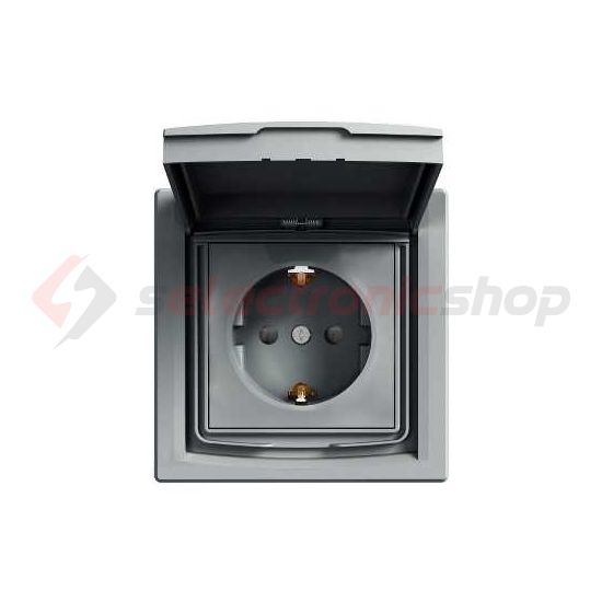 Asfora 162 dugalj földelt csapófedéllel gyerekzárral nemesacél IP44 süllyesztett Schneider - EPH3100362