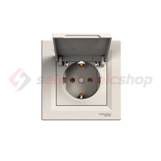 Asfora 162 dugalj földelt csapófedéllel krém IP20 süllyesztett Schneider - EPH3100123