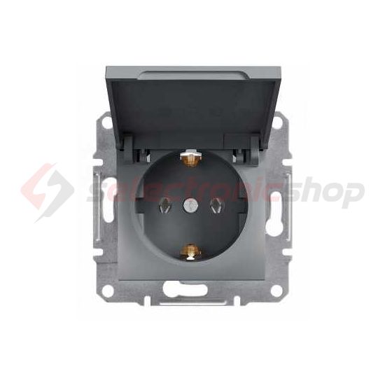 Asfora 162 dugalj földelt csapófedéllel nemesacél IP20 süllyesztett Schneider - EPH3100162