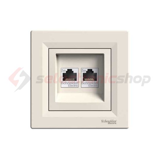 Asfora adatcsatlakozó dugalj UTP RJ45 8(8) Cat5e süllyesztett krém Schneider - EPH4400123
