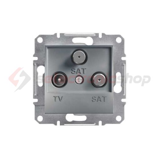 Asfora antenna aljzat TV-SAT süllyesztett komplett acél 3-kimenet végzáró 1dB/860MHz Schneider - EPH3600162