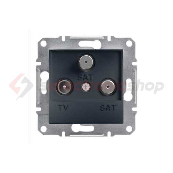 Asfora antenna aljzat TV-SAT süllyesztett komplett antracit 3-kimenet végzáró Schneider - EPH3600171