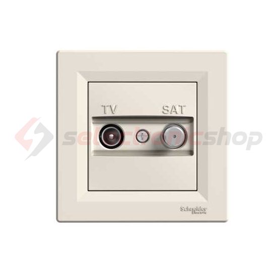 Asfora antenna aljzat TV-SAT süllyesztett komplett bézs 2-kimenet átmenő 8dB/860MHz Schneider - EPH3400323