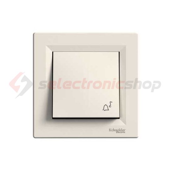 Asfora N101 csengőnyomó betét komplett házban 1- nyomógomb 1z krém csengő IP20 műanyag Schneider - EPH0800123