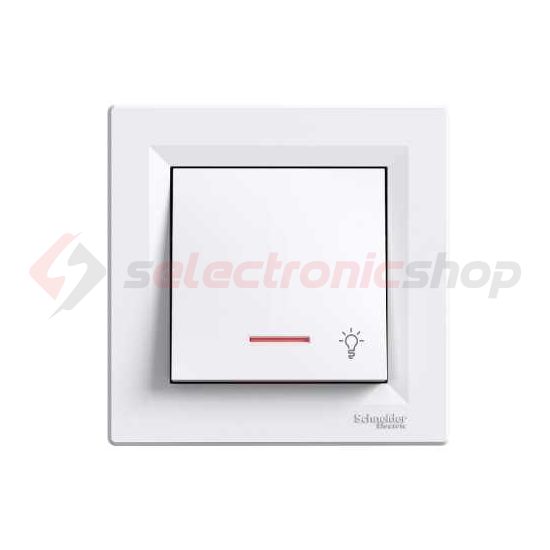 Asfora N101 nyomó betét komplett házban 1- billentyűs 1z fehér lámpa IP20 jelzőfény Schneider - EPH1800121