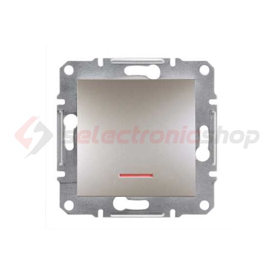 Asfora N101 nyomó betét közp. fedéllel 1- nyomógomb 1z bronz IP20 jelzőfény műanyag Schneider - EPH1600369