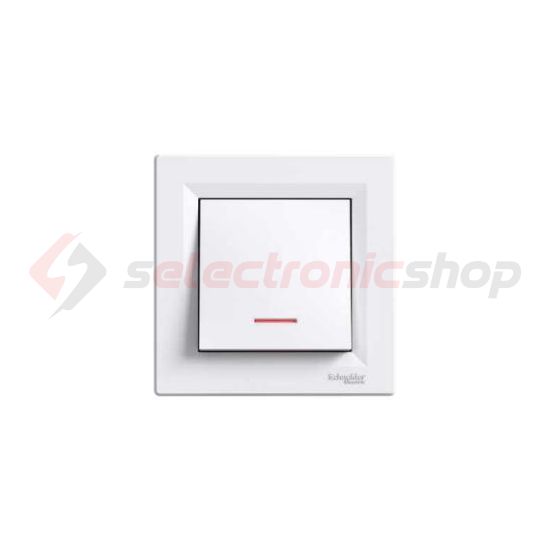 Asfora N101 nyomó betét teljes fedéllel 1- billentyűs 1v fehér IP20 jelzőfény műanyag Schneider - EPH1600121
