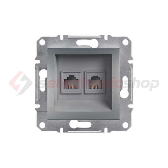 Asfora telefon csatlakozó betét közp. fedéllel 2xRJ11 műanyag nemesacél Schneider - EPH4200162