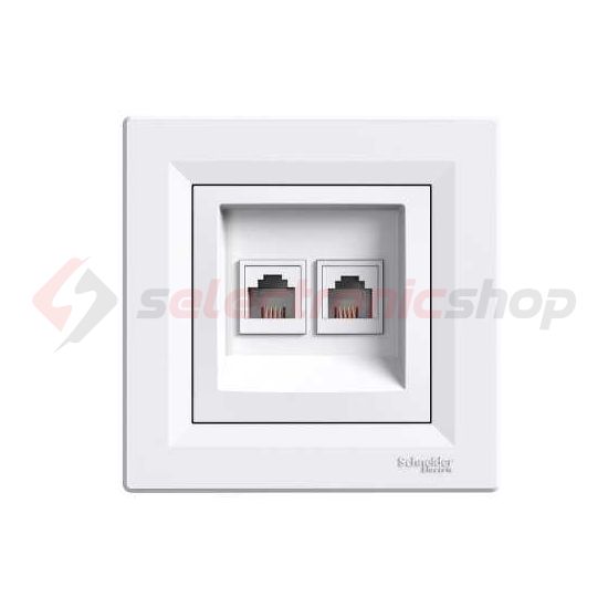 Asfora telefon csatlakozó betét teljes fedéllel 2xRJ11 műanyag fehér címketartó nélkül Schneider - EPH4200121