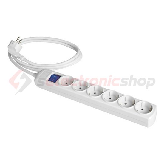 Asztali elosztósor 3680W 1.5mm2/ 3m 6x2P+E/230V 16A kapcsolós fehér IP20 SOLERA - 8036IL