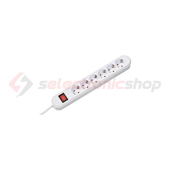 Asztali elosztósor gyerekvédős kapcsolós 350mm 1.5mm2/ 1.5m 6x2P+E/230V 16A fehér Smart Bachmann - 381.250K