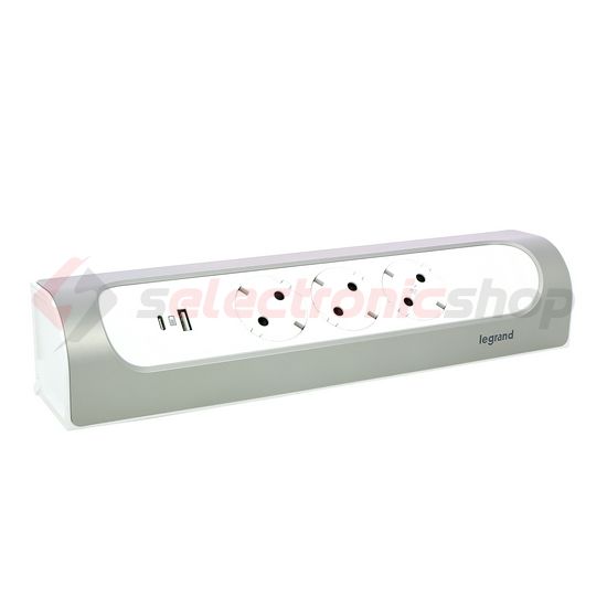 Asztali elosztósor sarokba 3680W USB-A+USB-C/15W 3x2P+E/230V 16A fehér IP20 PerfectFit LEGRAND - 694504