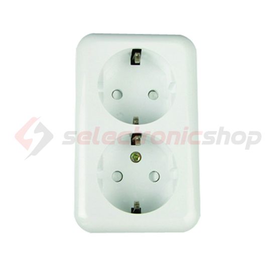 Austin 162/2 dugalj földelt komplett házban gyerekzárral fehér IP20 falonkívüli csavaros ANCO - 321113