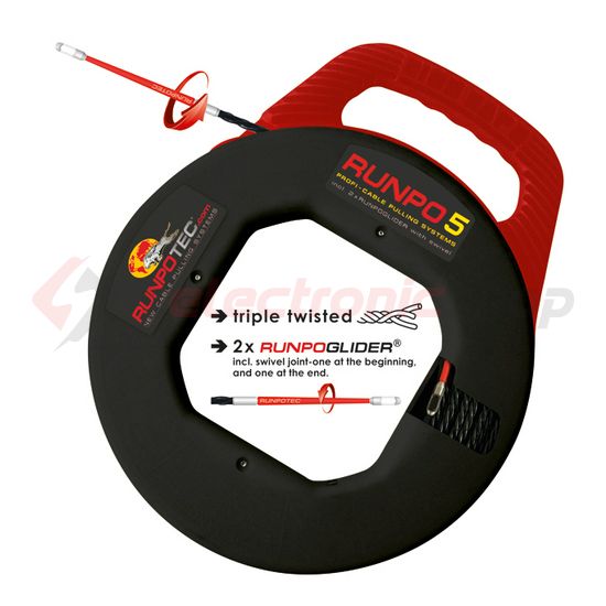 Behúzószál Runpogleiter fejjel 5.3mm/ 30m védőcső-hoz RUNPO 5 RUNPOTEC - 10014