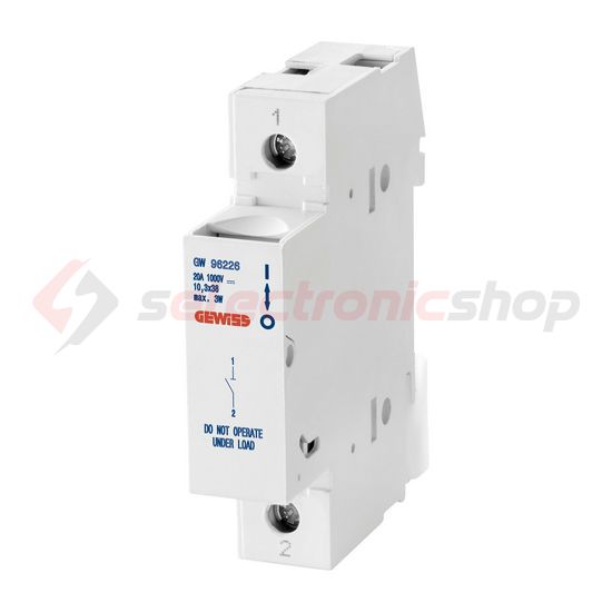 Biztosítós szakaszoló sorolható 20A 1P 10x38mm-betét 1000V 1M kalapsínre 90AM GEWISS - GW96226