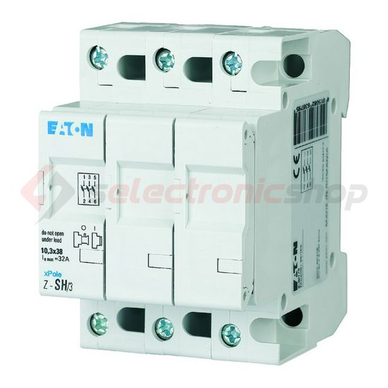 Biztosítós szakaszolókapcsoló sorolható 10x38 kompakt C1-C3 forma 3-pólus 32A 400V Z-SH/3 EATON - 263879