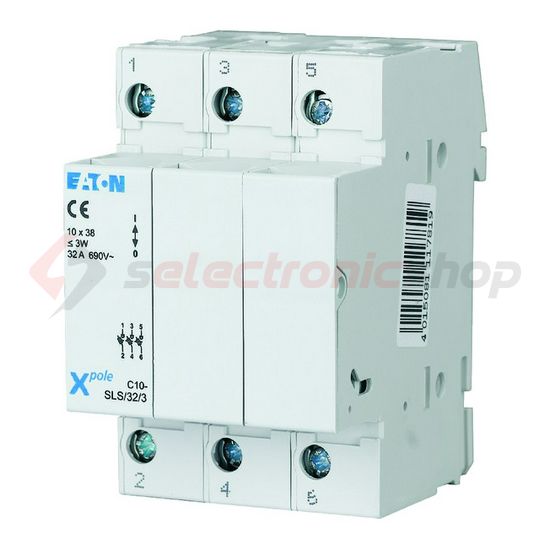 Biztosítós szakaszolókapcsoló sorolható 10x38 kompakt C1-C3 forma 3-pólus 32A C10-SLS/32/3 EATON - 112223
