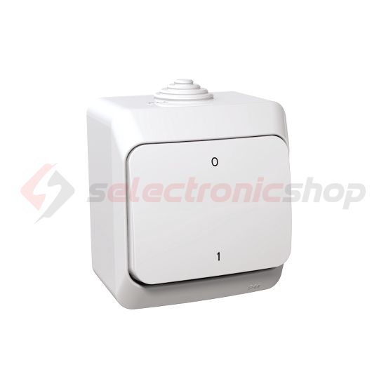 CedarPlus 102 2P kapcsoló betét komplett házban fehér falonkívüli IP44 billentyű/gomb Schneider - WDE000520
