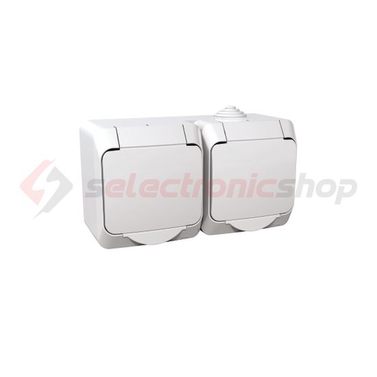 CedarPlus 162/2 dugalj földelt gyerekzárral fehér IP44 falonkívüli Schneider - WDE000523