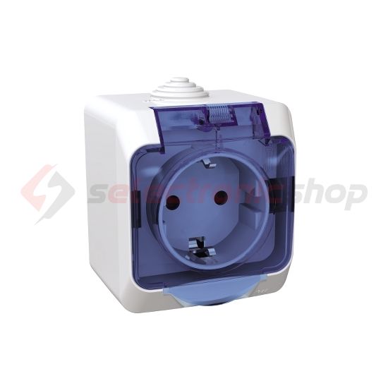 CedarPlus 162 dugalj földelt csapófedéllel gyerekzárral fehér IP44 falonkívüli Schneider - WDE000543