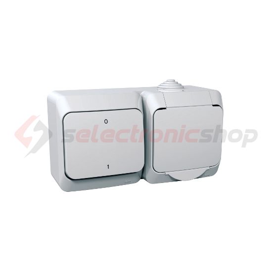 CedarPlus kapcsolós dugalj 102+162 falonkívüli fehér IP44 PHD2.4-16 g +102 FH Schneider - WDE000502