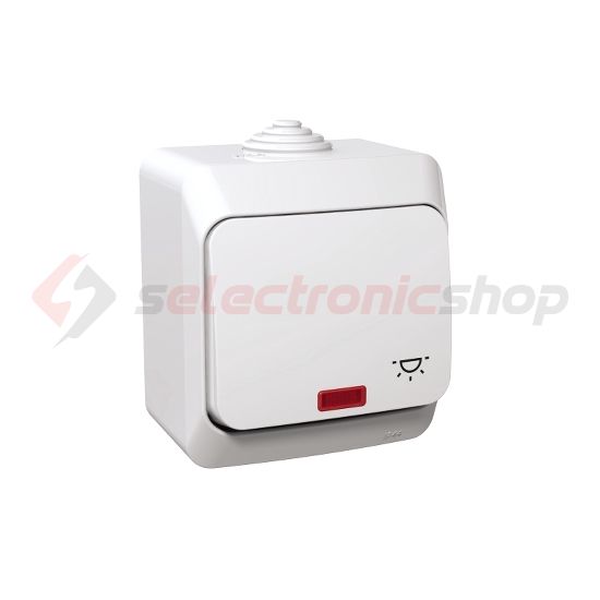 CedarPlus N101 nyomó betét komplett házban 1- billentyűs 1z fehér lámpa IP44 jelzőfény Schneider - WDE000516