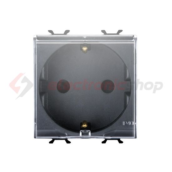 ChoruSmart 162 dugalj földelt csapófedéllel gyerekzárral fekete IP41 modultartó csavaros GEWISS - GW12242