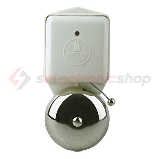 Csengő max. 10s kicsi 230V AC fehér-ház 85dB műanyag 70mm-harang LTW 3371A 230V AC GROTHE - 24091