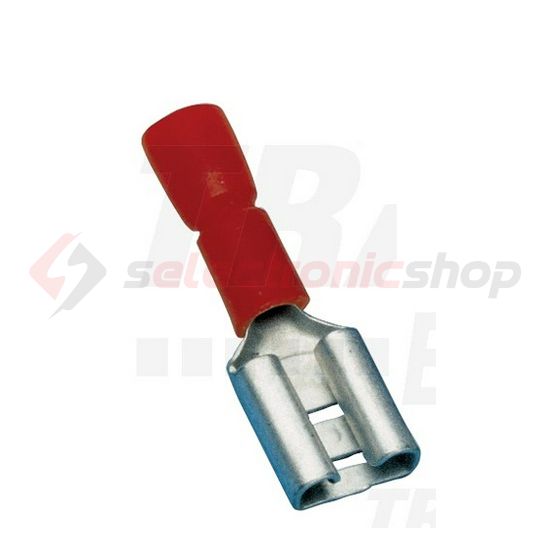 Csúszósaru 20,2mm hüvely részlegesen szigetelt 17.5A piros lapos 2.8x0.5mm réz 0,75-1,5mm2 TRACON - PCSH3