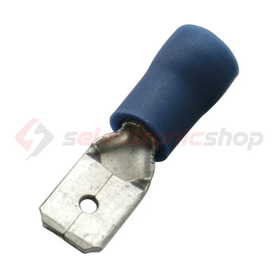 Csúszósaru 20,5mm dugó részlegesen szigetelt kék lapos 6,3x0,8 mm sárgaréz 1.5-2,5mm2 Haupa - 260424