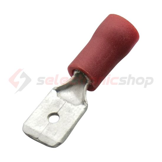 Csúszósaru 20,5mm dugó részlegesen szigetelt piros lapos 6,3x0,8 mm sárgaréz 0.5-1,0mm2 Haupa - 260422