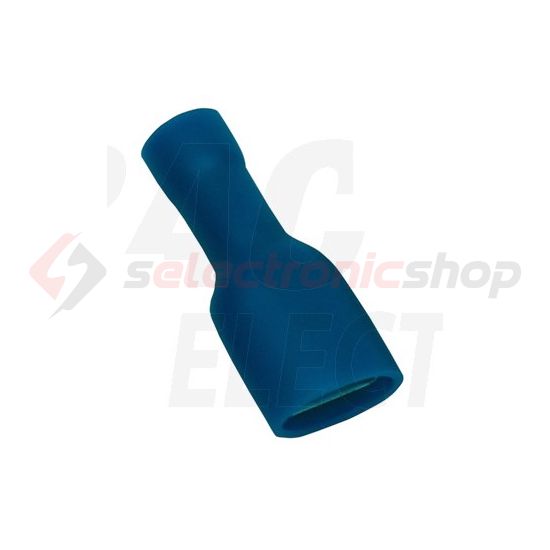 Csúszósaru 21,7mm hüvely teljesen szigetelt 32A kék lapos 6,3x0,8 mm réz 1,5-4mm2 TRACON - KTCSH6