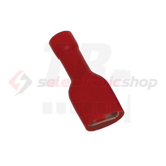 Csúszósaru 21mm hüvely teljesen szigetelt 17.5A piros lapos 6,3x0,8 mm réz 0,75-1,5mm2 TRACON - PTCSH6