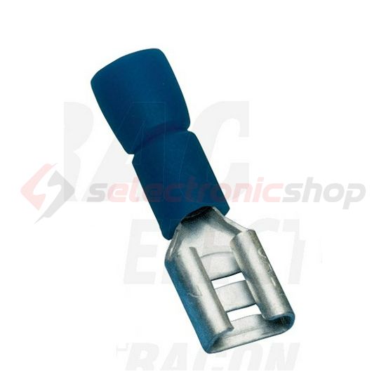 Csúszósaru 22,1mm hüvely részlegesen szigetelt 32A kék lapos 6,3x0,8 mm réz 1,5-4mm2 TRACON - KCSH6