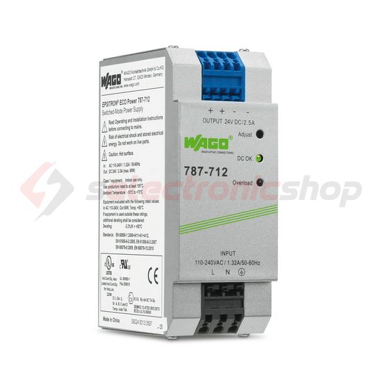 DC tápegység 85-264VAC-be 130-373VDC-be 22-28VDC-ki 2.5A-ki stabilizált 3M WAGO - 787-712