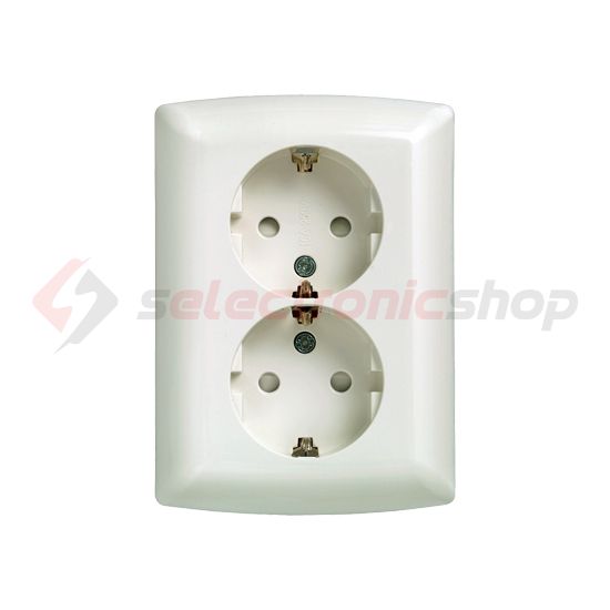 Delta 162/2 dugalj titánfehér földelt gyerekzárral fehér IP20 süllyesztett rugós SIEMENS - 5UB2211-3