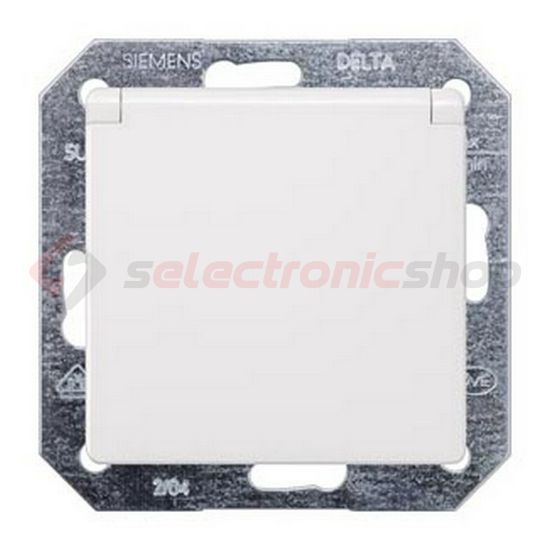 Delta I-System 162 dugalj titánfehér földelt csapófedéllel fehér IP20 süllyesztett rugós SIEMENS - 5UB1917
