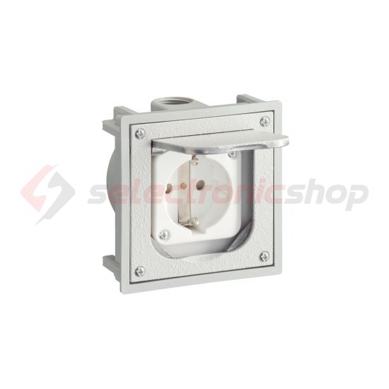 Dugalj beépíthető 2P+F doboz+csapófedél 16A 3P 230V fém alumínium egyenes csavaros ABL-SURSUM - 1471460