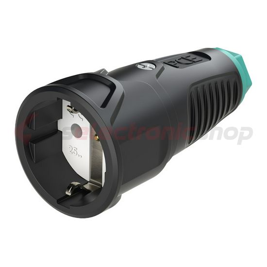 Dugalj lengő 2P+E MILEzöld gyűrűvel 16A 230V egyenes fekete gumi csavaros IP20 Taurus2 PCE - 2510-ssu