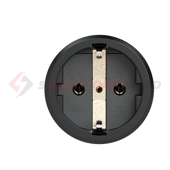 Dugalj lengő 2P+E piros gyűrűvel 16A 230V egyenes fekete gumi csavaros IP20 Taurus2 PCE - 2520-sr